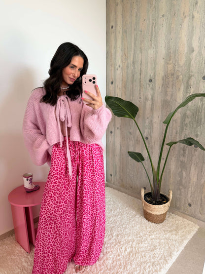 Leoprint Schlabberhose – Pink