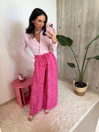 Leoprint Schlabberhose – Pink